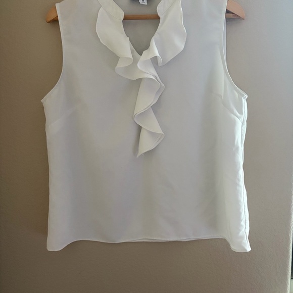 Nine West White Ruffle Sleeveless Blouse - Picture 5 of 7